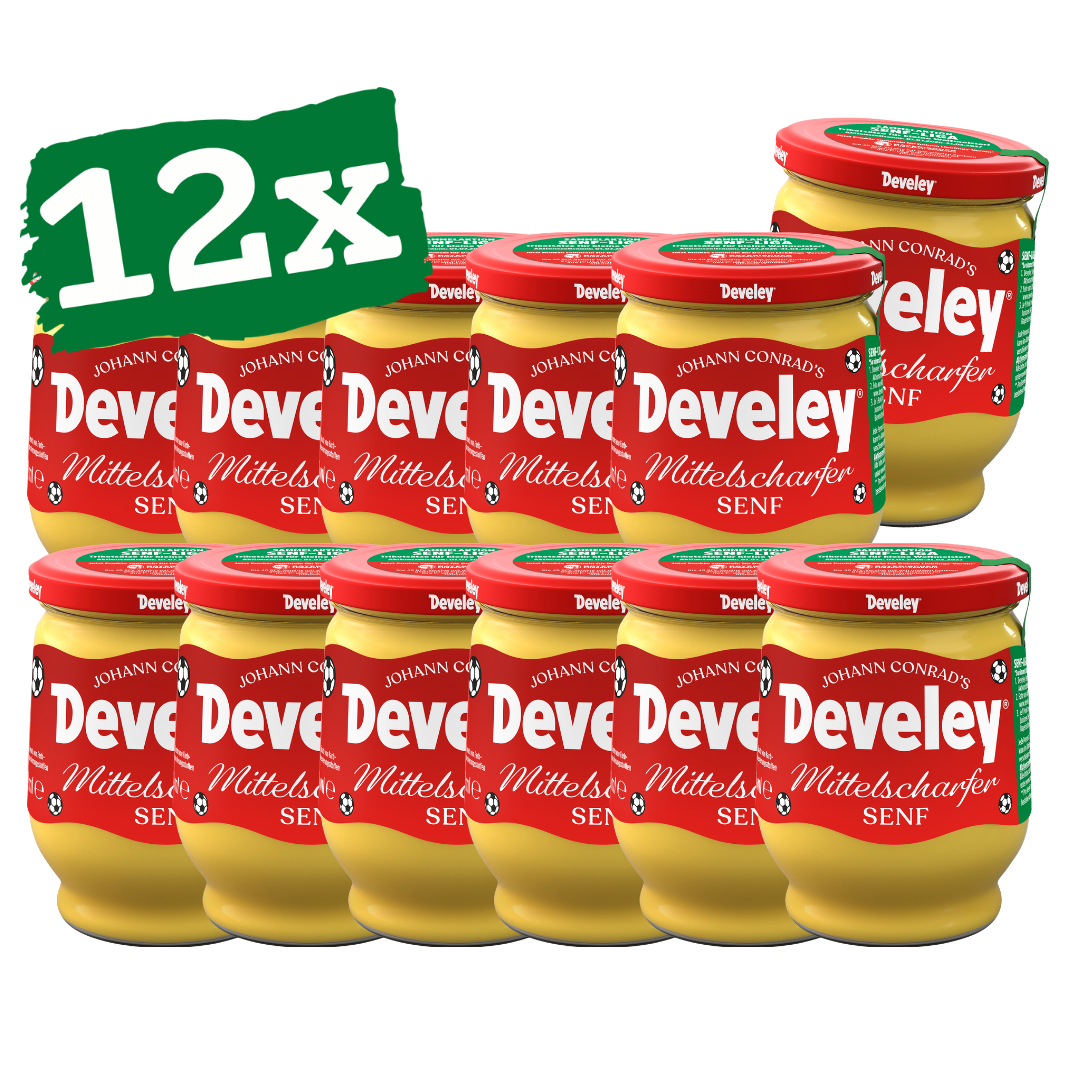 Develey Senf Mittelscharf Fußball Edition 12x 250ml Glas