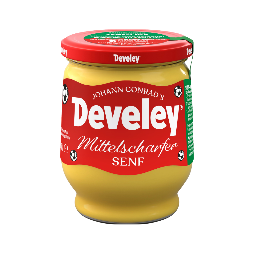 Develey Senf Mittelscharf Fußball Edition 250ml Glas