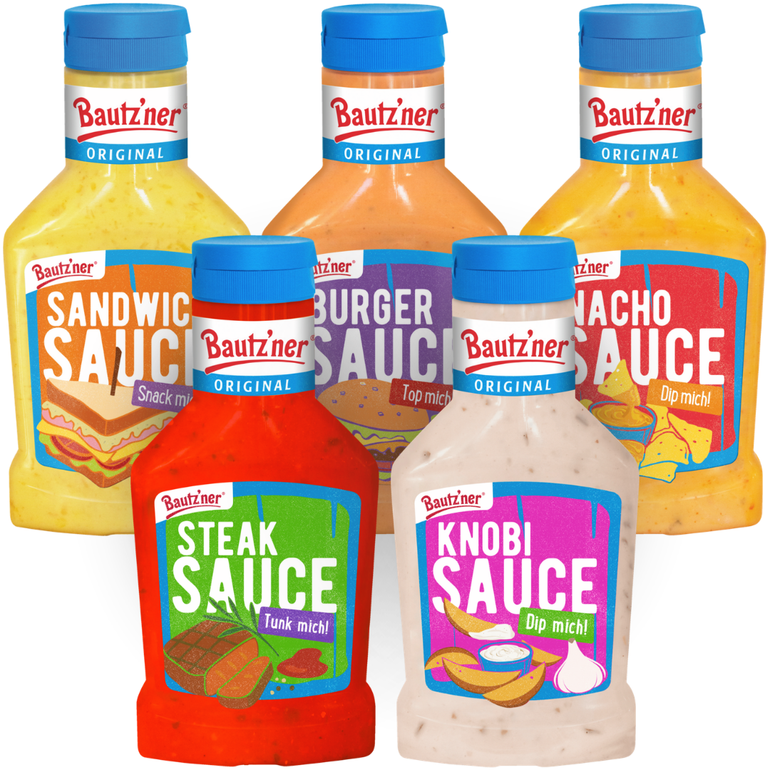 Bautz'ner 5er Bundle Snack Saucen: Burger, Sandwich, Nacho, Steak, Knobi (5 x 300 ml)