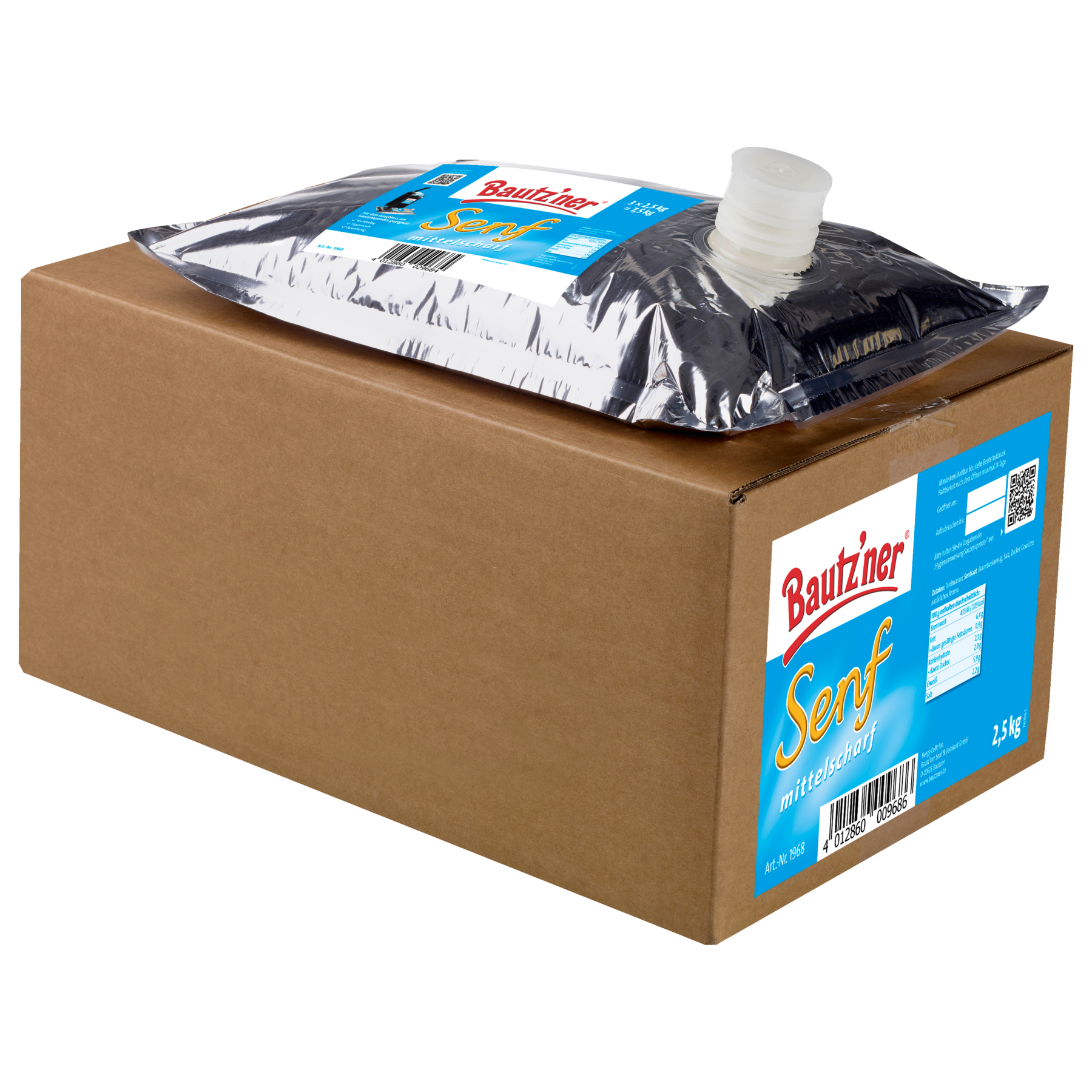 Bautz'ner Senf mittelscharf 2,5 kg Beutel für Dispenser als 3er Pack