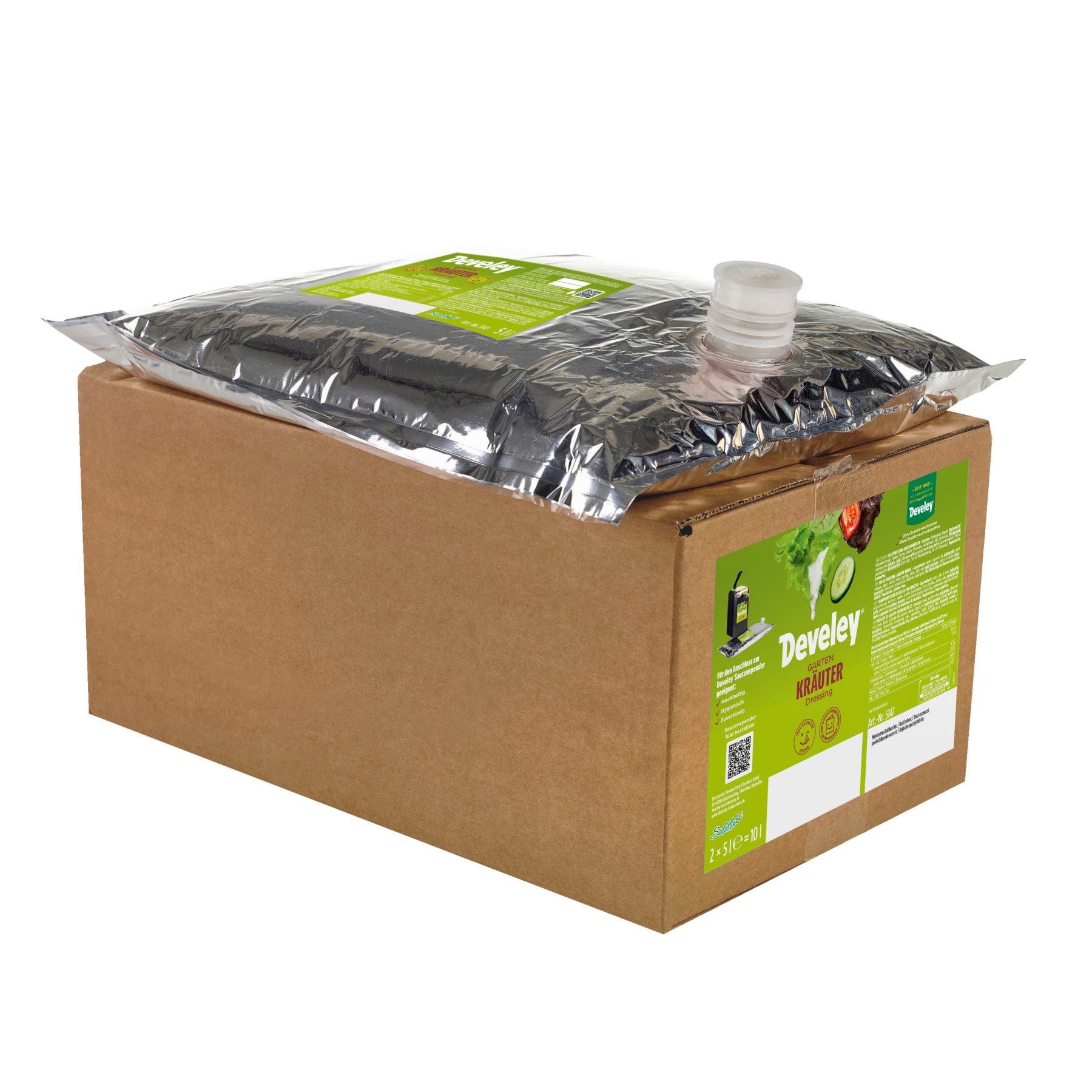 Develey Gartenkräuter Dressing 5 l Beutel für Dispenser als 2er Pack