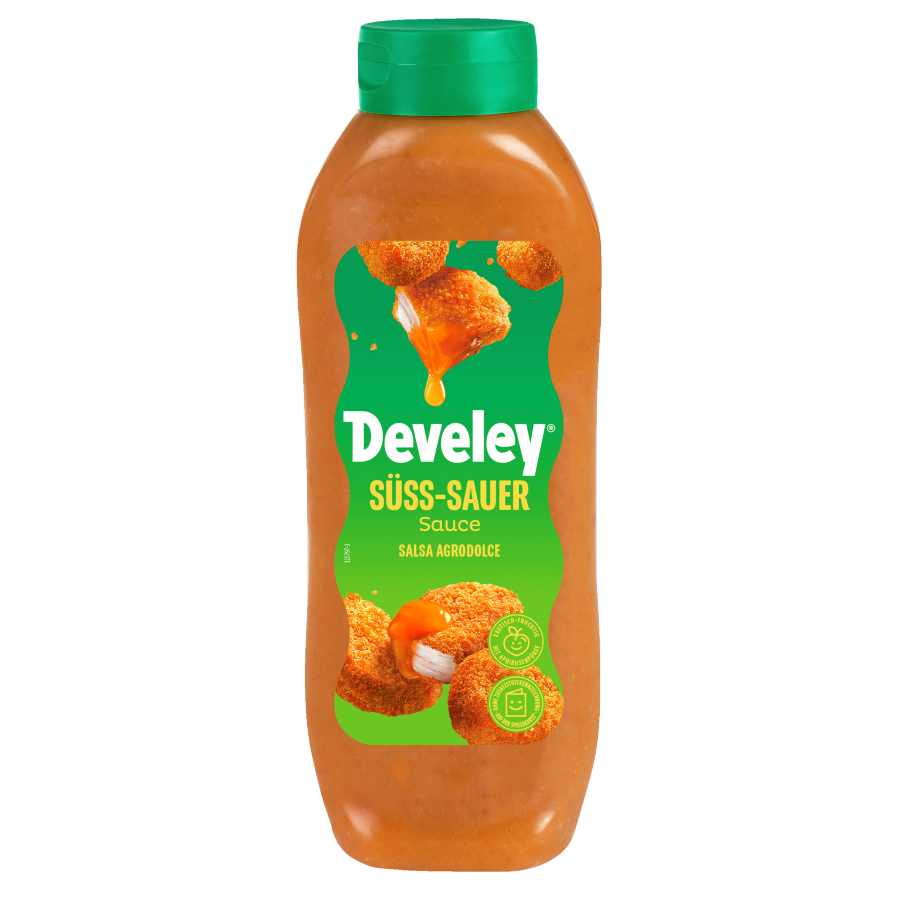 Develey Süss-Sauer Sauce in der 875 ml Kopfstandflasche