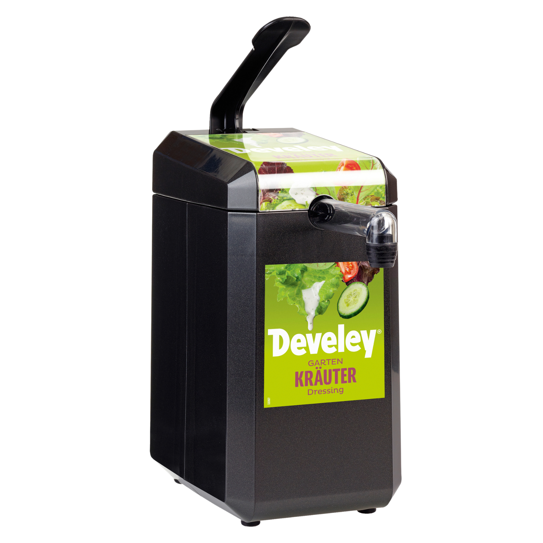 Develey Dispenser in schwarz, Gartenkräuter Dressing, 5 kg