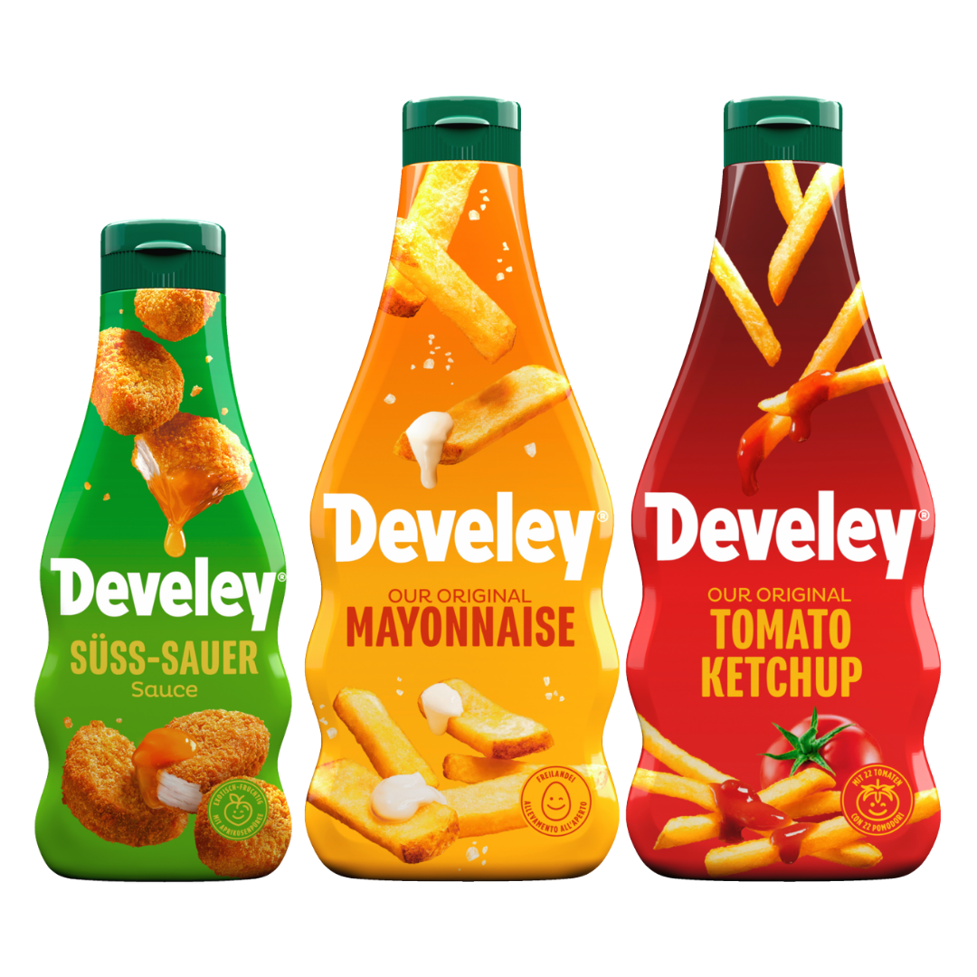 Develey "Unser Original" Mayonnaise, "Unser Original" Ketchup, Süßsauer Sauce - 2x 500ml und 1x 250ml