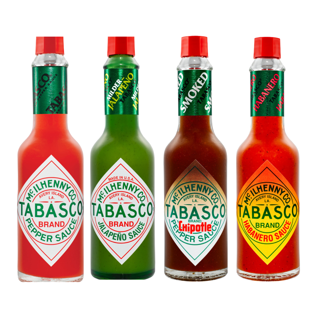 TABASCO® Original Red Sauce, TABASCO® Jalapeño Sauce, TABASCO® Habanero Sauce, TABASCO® Chipotle Sauce - 4x60ml