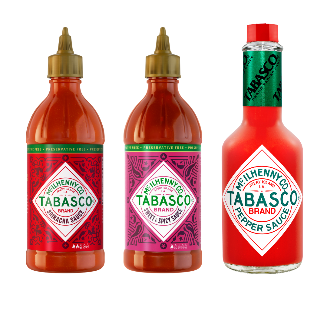 TABASCO® Sriracha Sauce (256ml), TABASCO® Sweet & Spicy Sauce (256ml), TABASCO® Original Red Sauce (350ml)