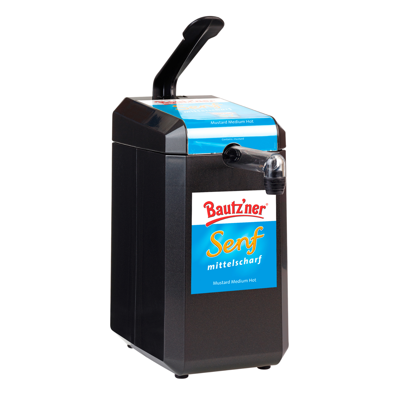 Develey Dispenser in schwarz, mittelscharfer Senf, 5 kg