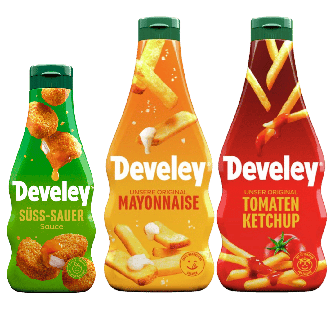Develey "Unser Original" Mayonnaise, "Unser Original" Ketchup, Süßsauer Sauce - 2x 500ml und 1x 250ml
