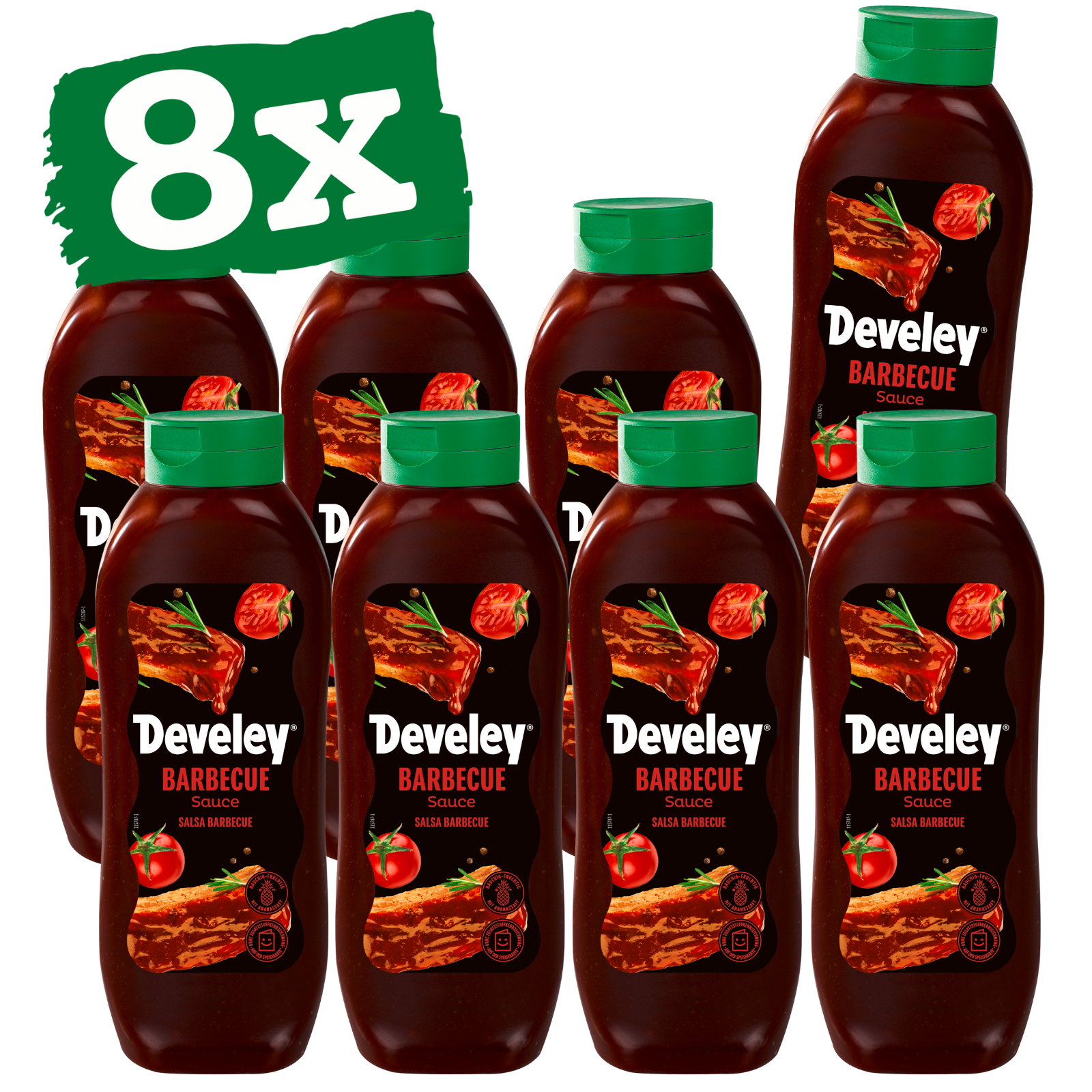 Develey Barbecue Sauce Kopfstandflasche 875 ml im 8er Set
