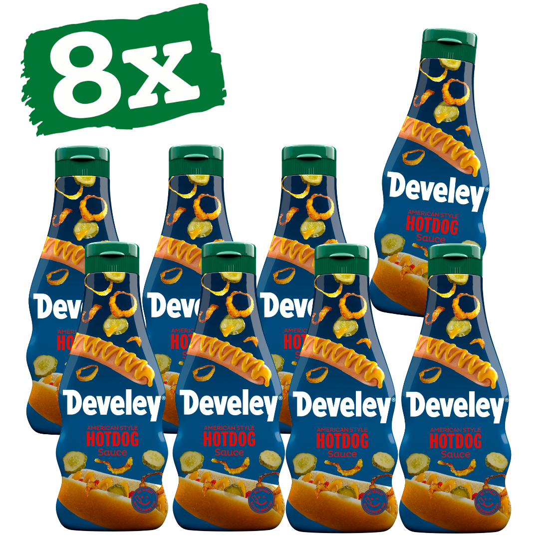 Develey American Hotdog Sauce in der 250 ml Squeeze-Flasche im 8er Multipack
