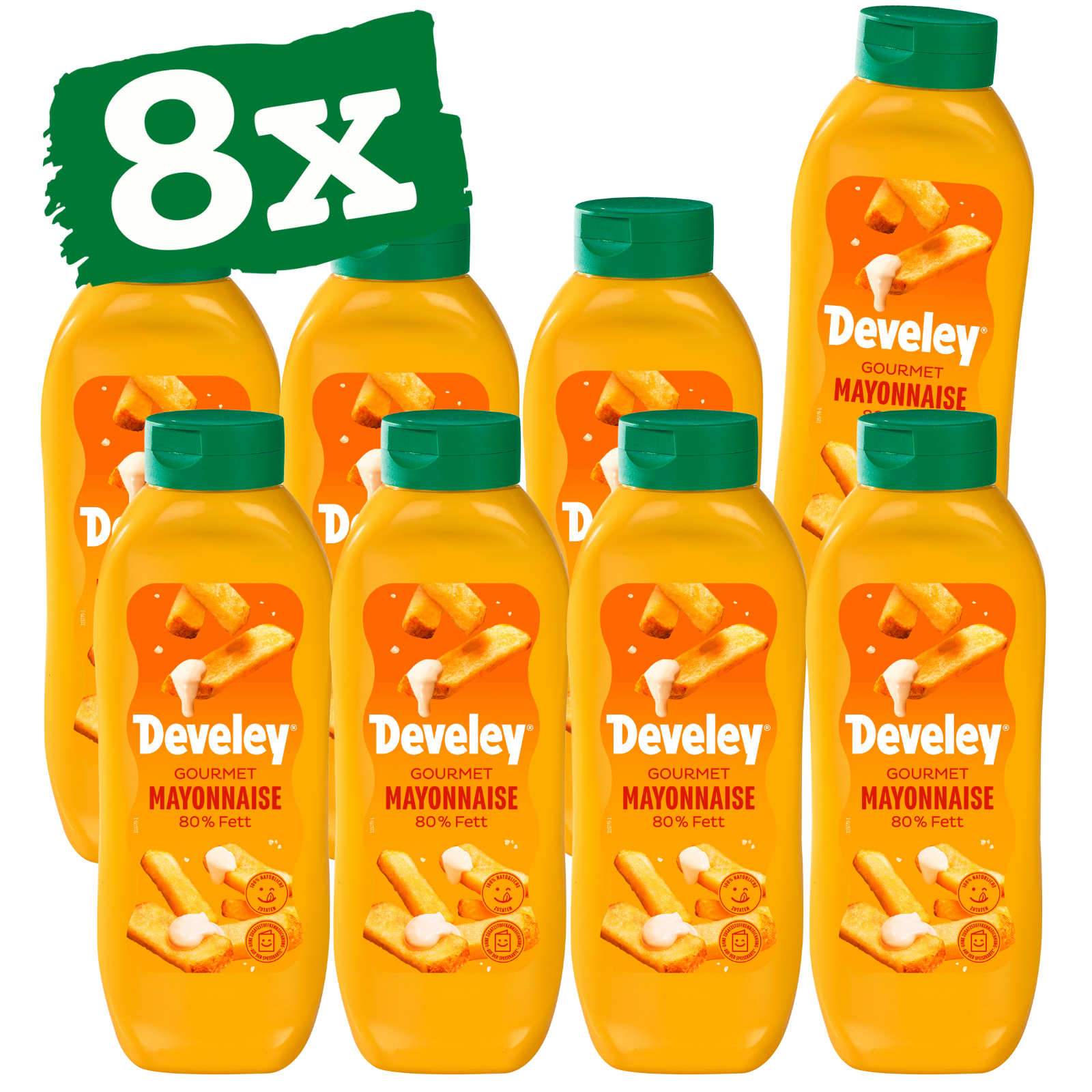 Develey Mayonnaise in 875 ml Kopfstandflasche im 8er Multipack
