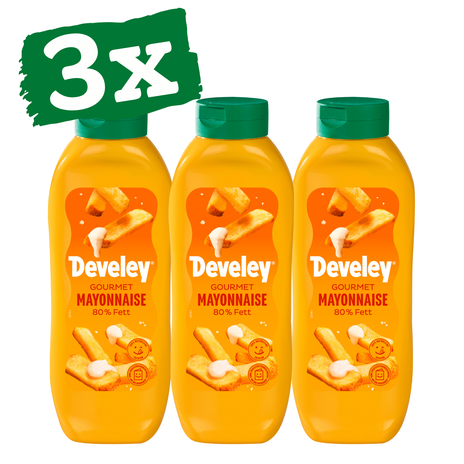 Develey Mayonnaise Kopfstandflasche 875 ml im 3er Pack