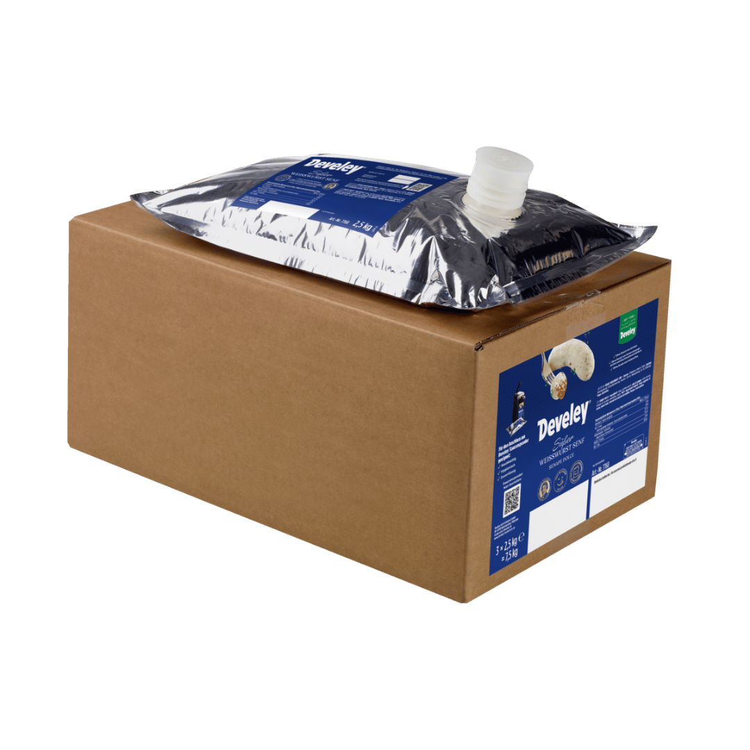 Develey Beutel für Saucenspender - Süßer Weisswurst Senf - 3x 2,5kg