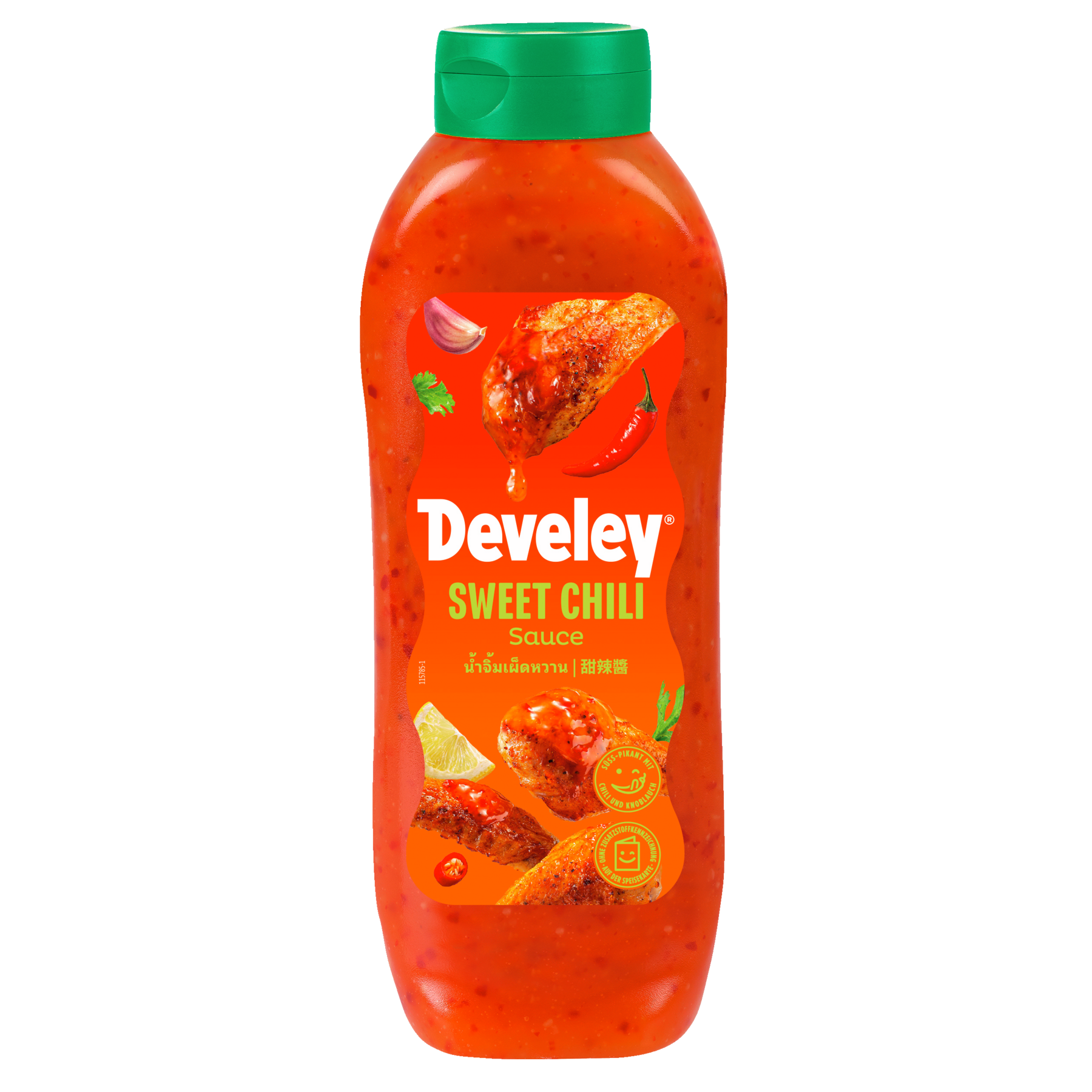 Develey Sweet Chili Sauce  in 875 ml Kopfstandflasche im 8er Multipack