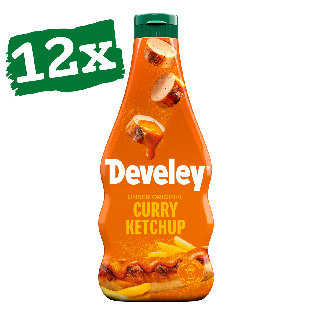 Develey Unser Original Curry Ketchup in der 250ml Squeeze-Flasche im 12er Pack
