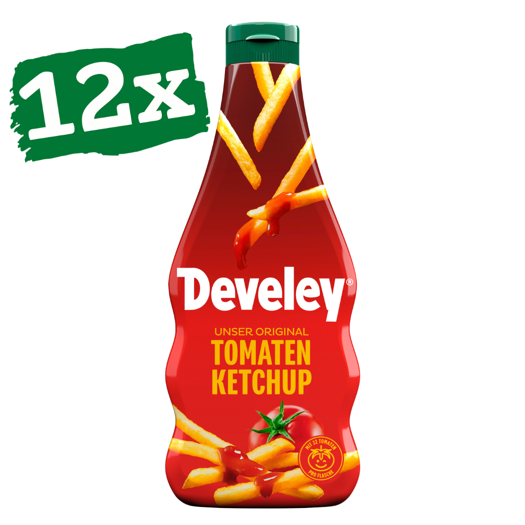 Die Unser Original Ketchup von Develey in der 500 ml Squeeze-Flasche im 12er Multipack