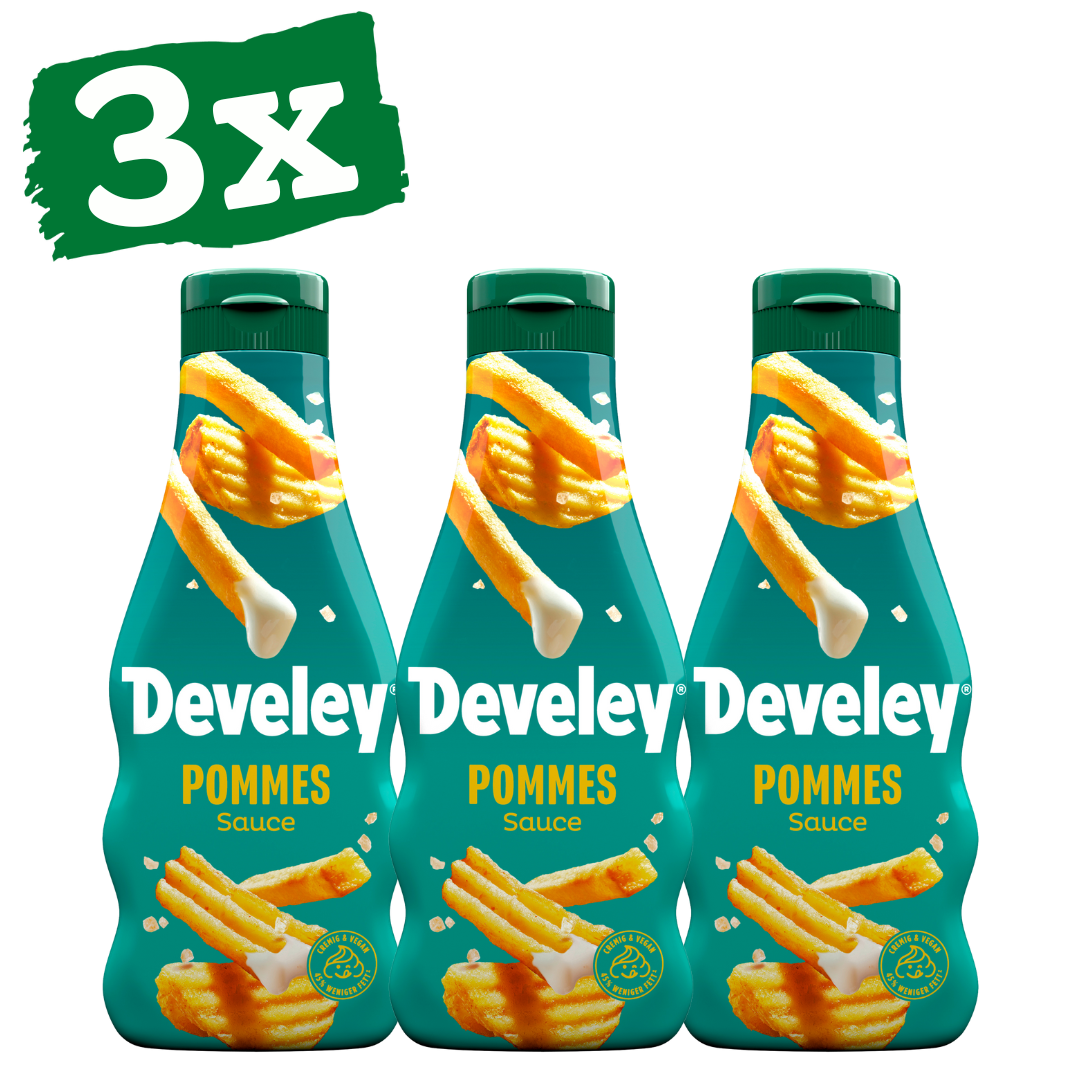 Die Pommes Sauce von Develey ist vegan und passt perfekt zu Pommes, Grillgemüse und Ofenkartoffel, Squeeze, 250ml, Grillsauce, vegan,  vegetarisch, im 3er Set