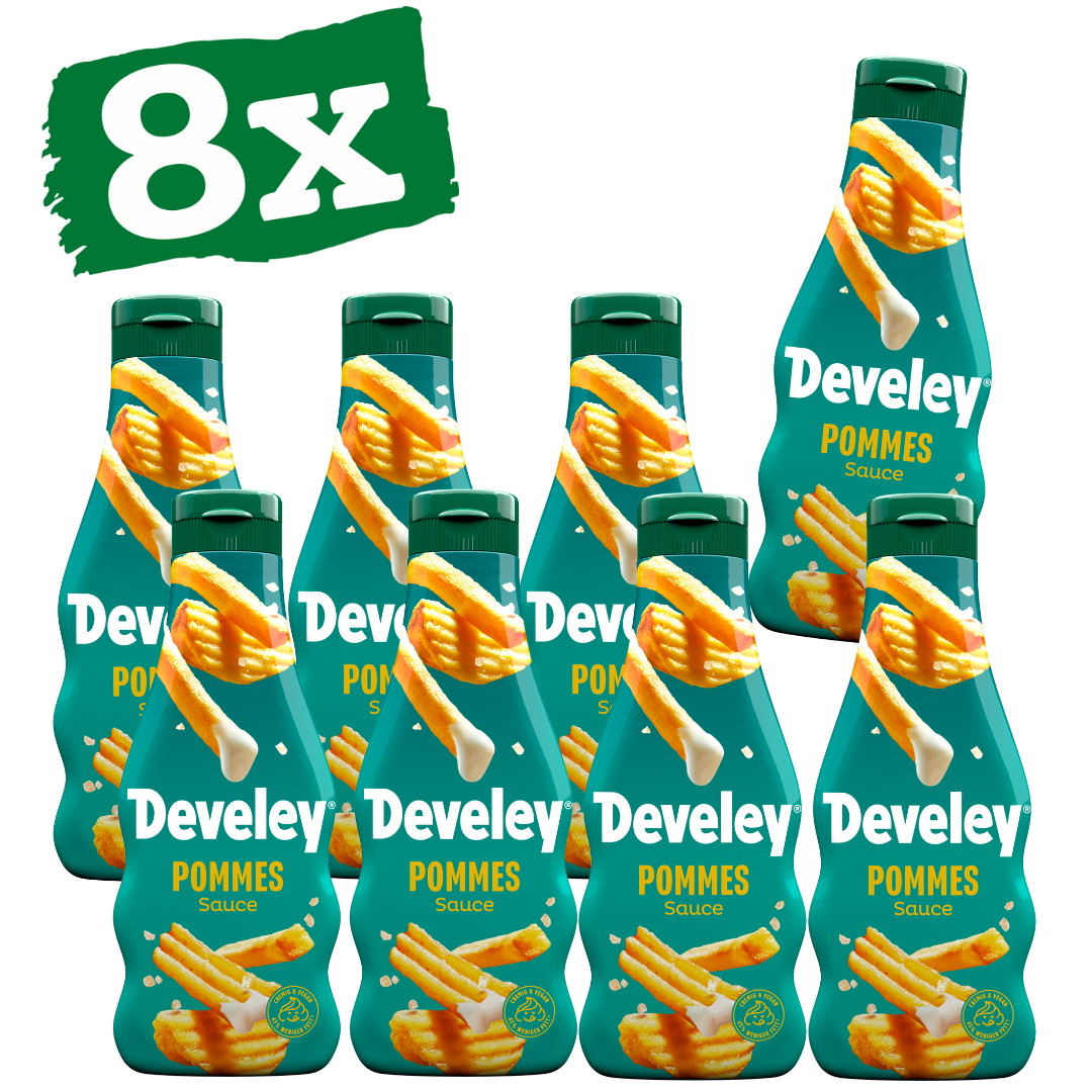 Die Pommes Sauce von Develey ist vegan und passt perfekt zu Pommes, Grillgemüse und Ofenkartoffel, in der 250 ml Squeeze-Flasche im 8er Multipack, Grillsauce, vegan, vegetarisch