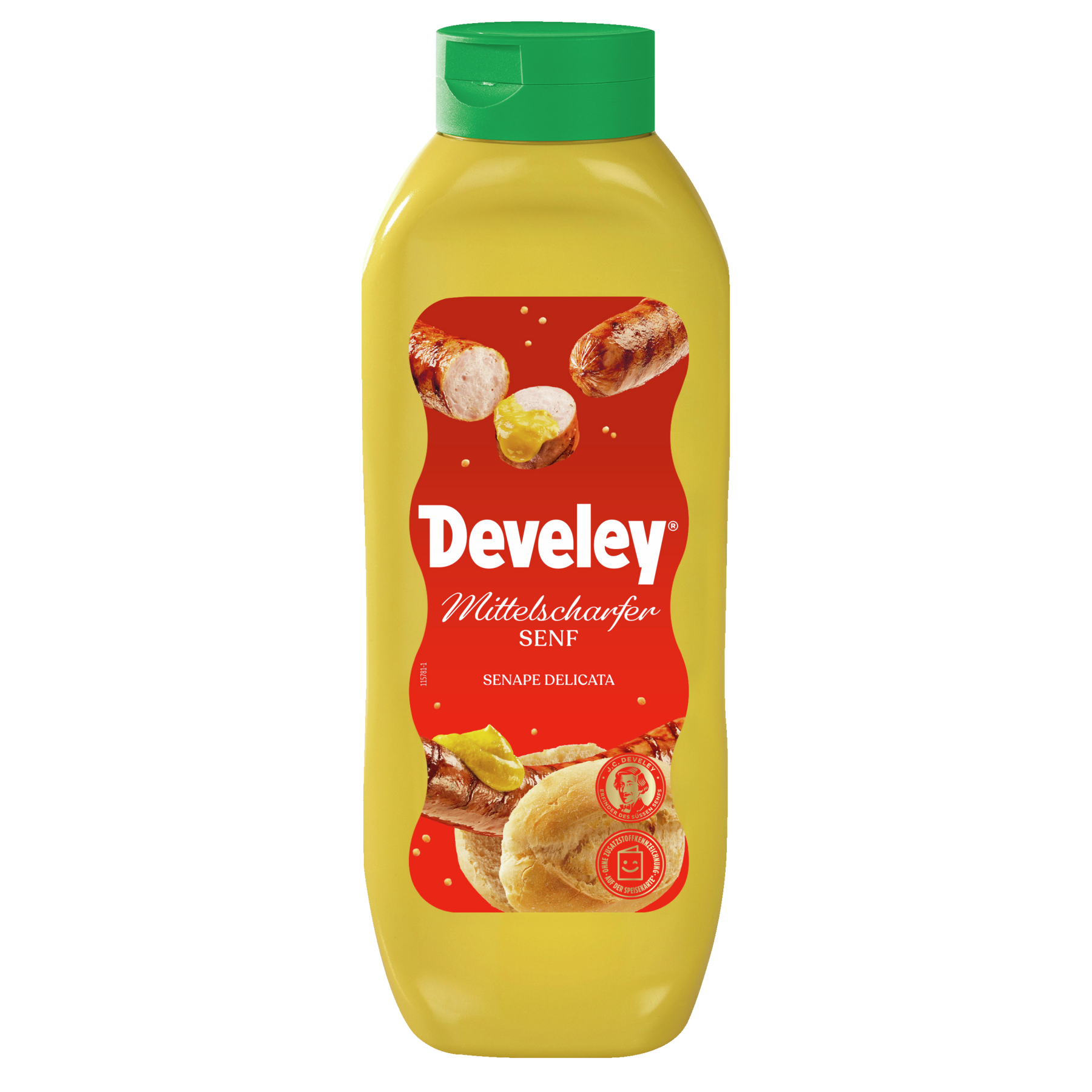 Develey mittelscharfer Senf in der 875 ml Plastikflasche