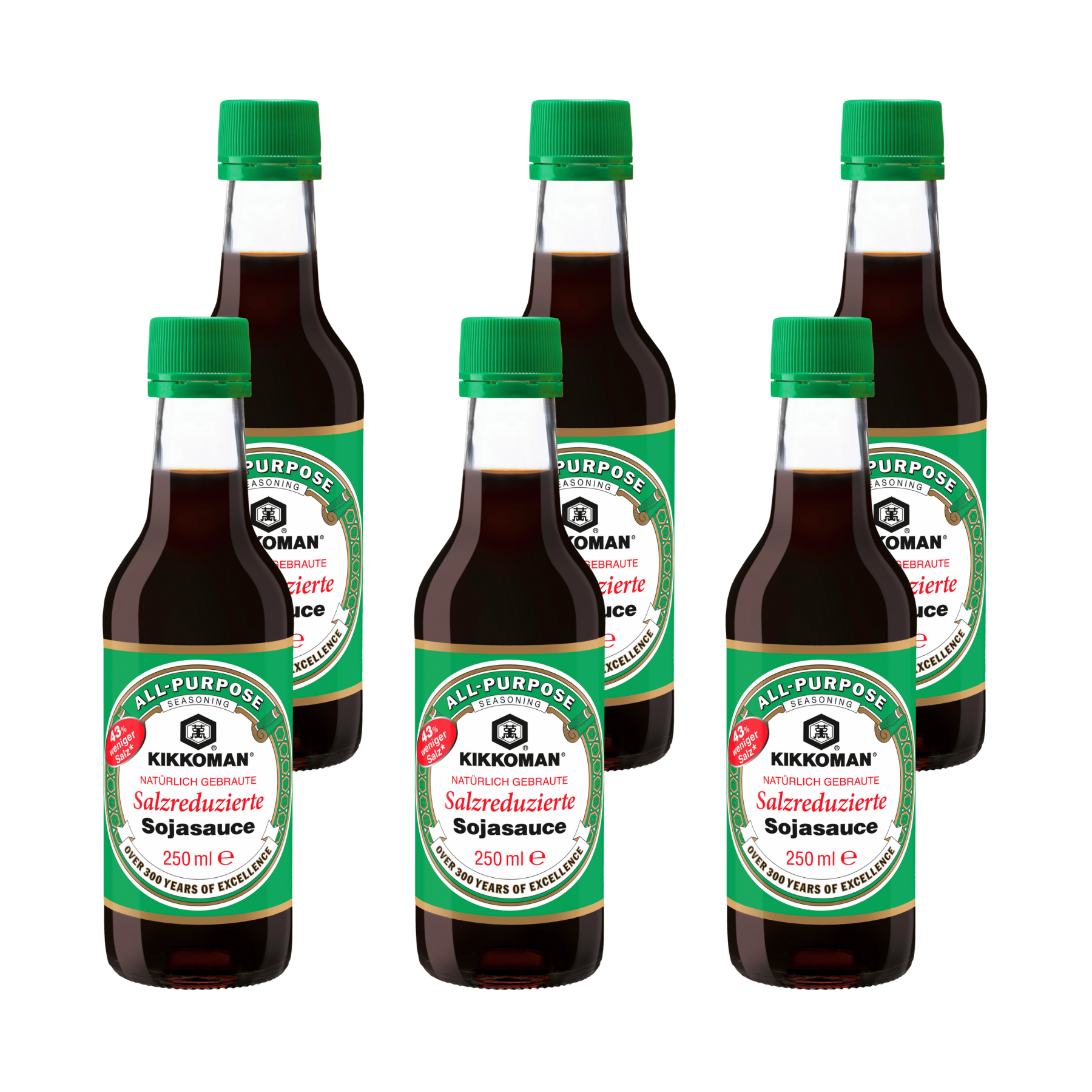 Kikkoman Soja-Sauce weniger Salz - 6x 250ml