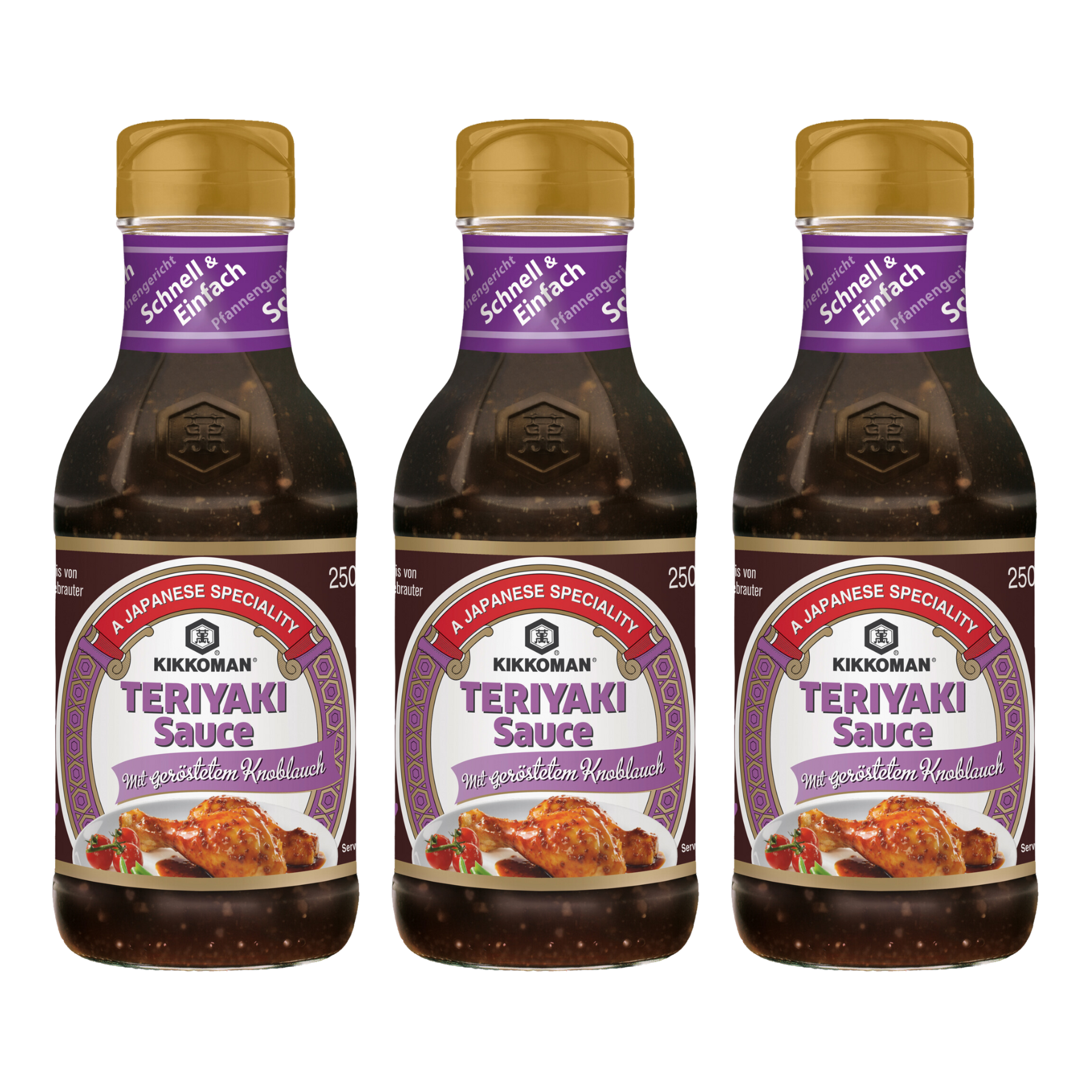 Kikkoman Teriyaki Knoblauch Sauce - 3x 250ml