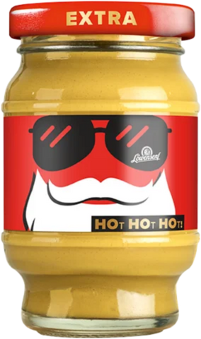 Löwensenf | Extra mit HoHoHo-Sonderetikett (MHD 25.02.26) | 100 ml | Tönnchen