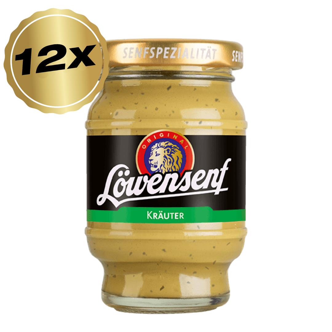 Löwensenf Kräuter Senfspezialität Tönnchen - 12x 100ml